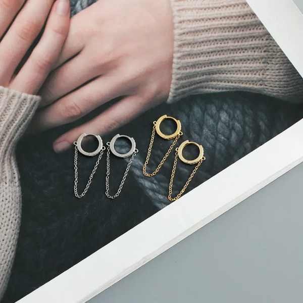 Creolen mit Anhänger Kette Zirkonia echt Silber 925 Damen Ohrringe