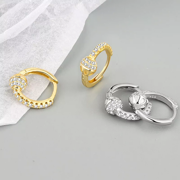 Creolen Kügelchen Zirkonia Sterling Silber 925 Damen Ohrringe Kreolen
