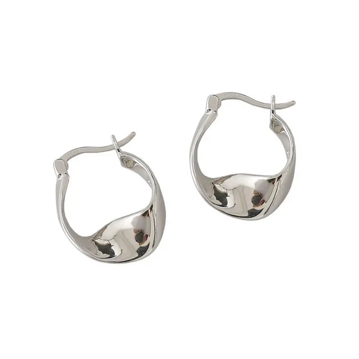 Klapp Creolen halb verdreht Sterling Silber 925 Ohrringe Damen Kreolen - Vipfashion797