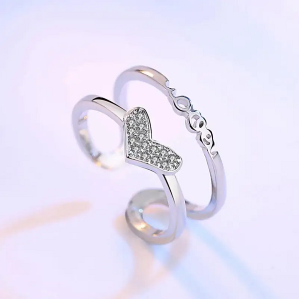 Damen Ring Herz Sterlingsilber 925 Zirkonia 50-53 offen Damen