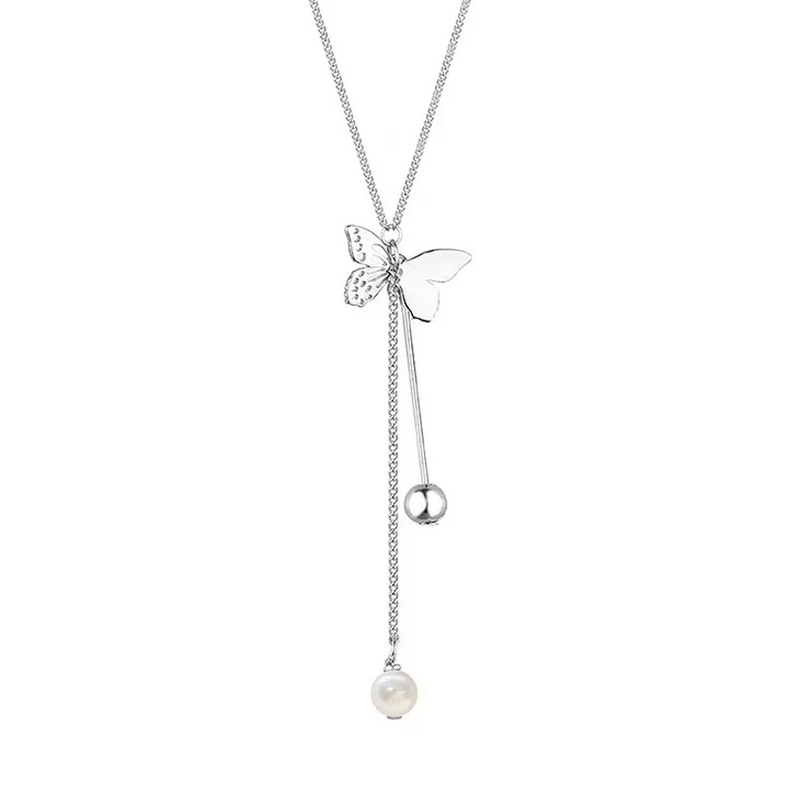 Halskette Choker Schmetterling echt Sterling Silber 925 Perle &Zirkonia. - Vipfashion797