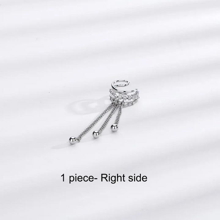 Ohrklemme m-Anhänger kette Sterlingsilber 925 Zirkonia Damen Ohrringe Ohne Loch - Vipfashion797