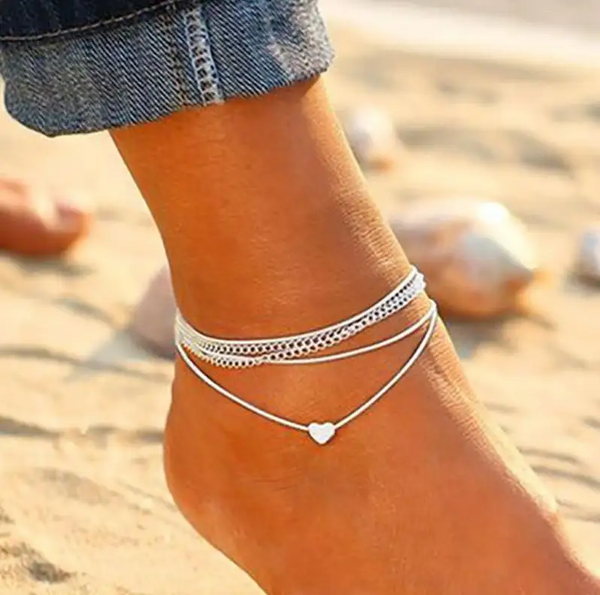 Damen Fußkette mit Herz