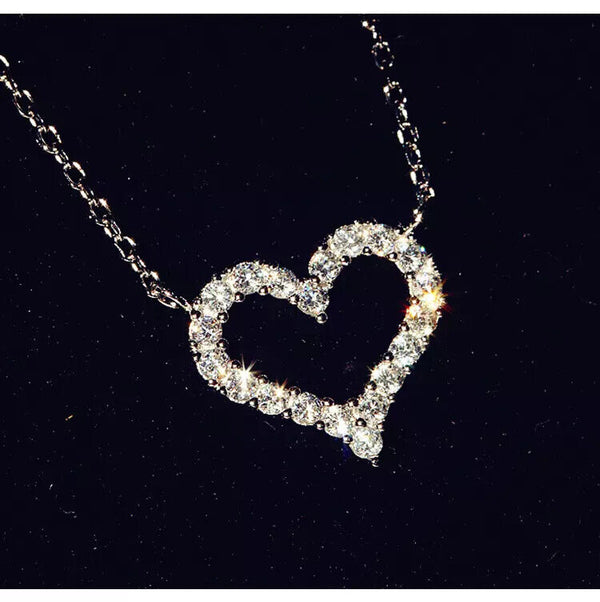 Halskette Herz Sterling Silber Zirkonia 925 Damen Collier kette