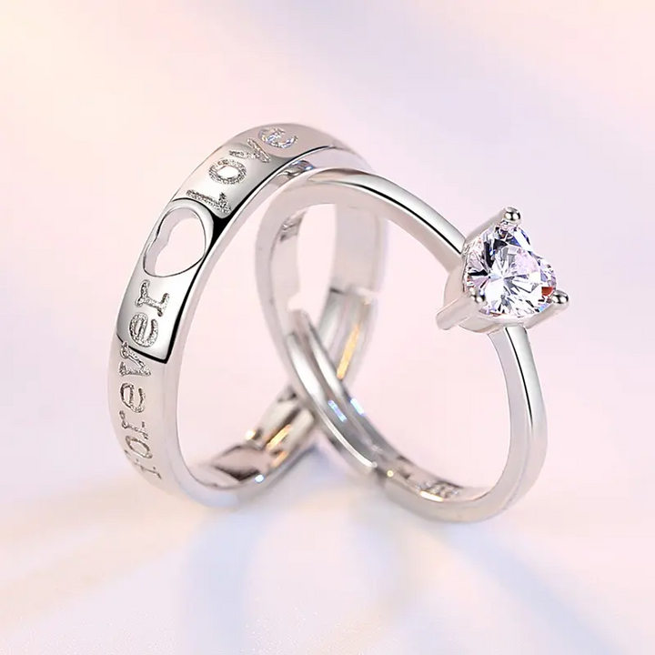 Herz Ring Partnerringe Silber 925 Set 2 Ring Trauringe Freundschaftsringe - Vipfashion797