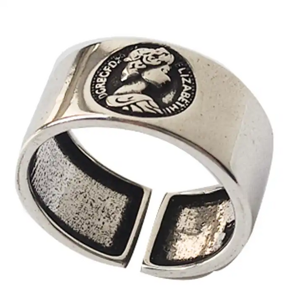 Ring Königin-Ring Sterling Silber 925 Geschwärzt Größe Verstellbar