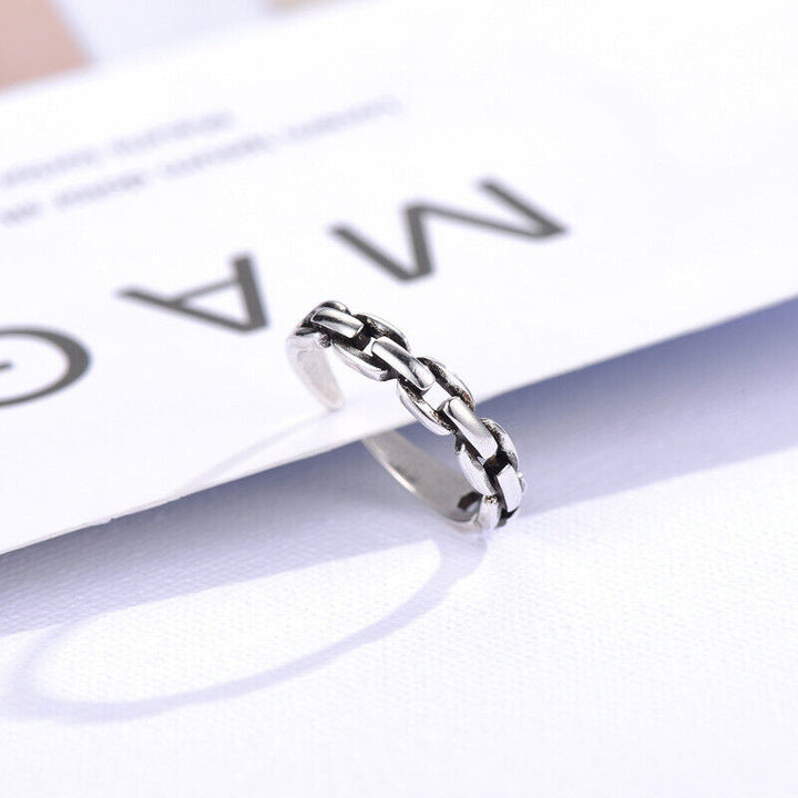 Ring Kette Sterling Silber 925 Geschwärzt Damen verstellbar 51-54 - Vipfashion797