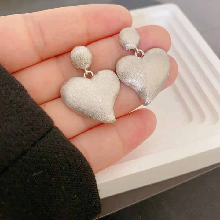 Großes Herz Ohrhänger Sterling Silber 925 Damen Ohrringe - Vipfashion797