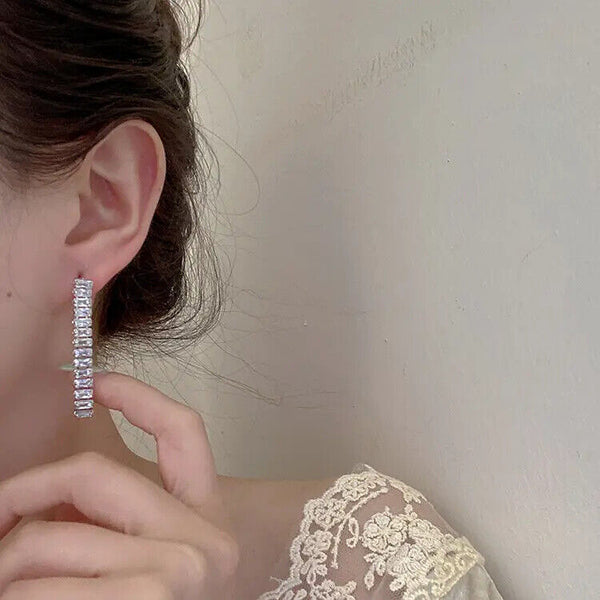 Luxus Ohrringe Ohrhänger Hänger Zirkonia Kristalle Gold 18K vergoldet