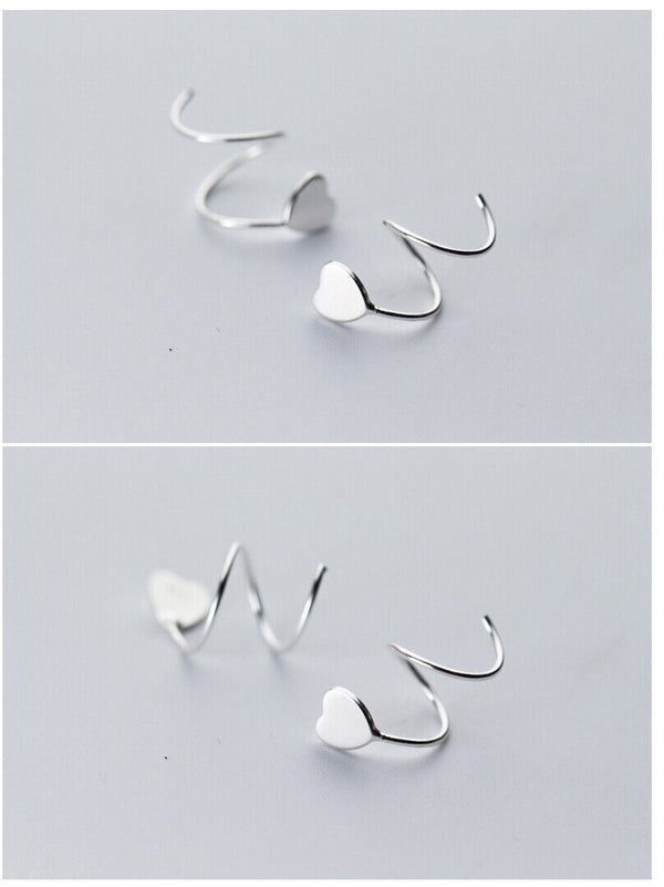 Herz Durchziehe Ohrringe Sterling Silber 925 / Damen 1 Stück Creolen