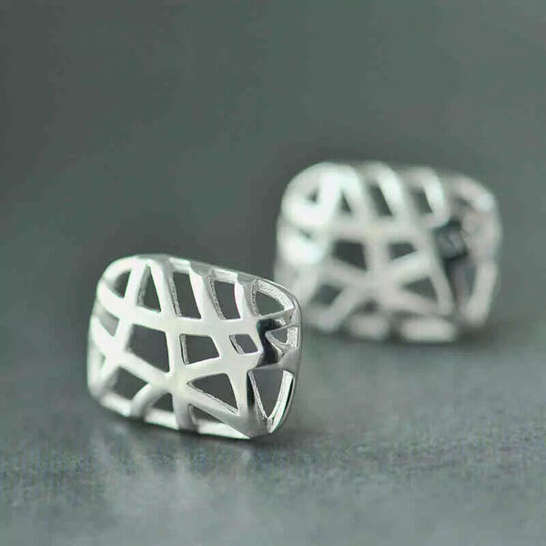 Ohrstecker Rechteck 8 mm Sterling Silber 925 Damen Mädchen Ohrringe