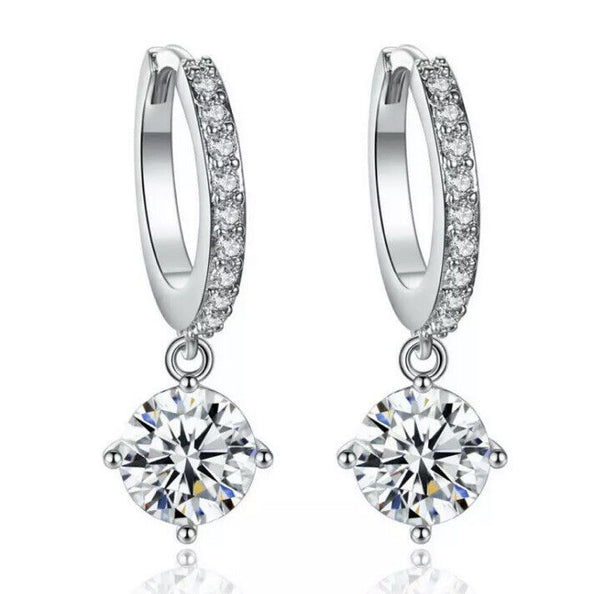 Creolen Mit Zirkonia 12mm Versilbert Damen Ohrringe