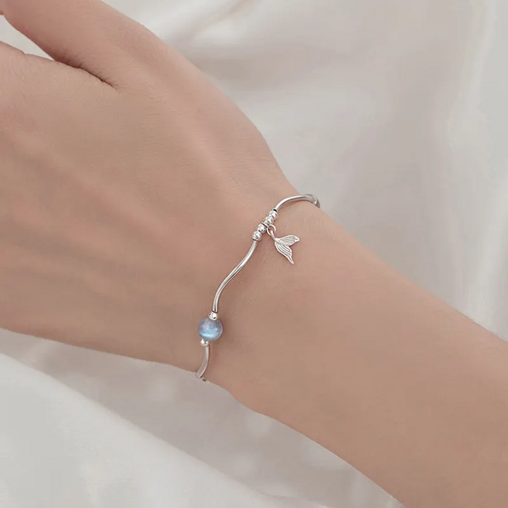 Armband Fisch Mondstein Sterling Silber 925 Schlank Arm Kinder Armkette - Vipfashion797