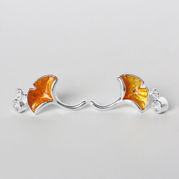 Ohrstecker Ginkgo Blatt Sterling Silber 925 Damen Ohrringe