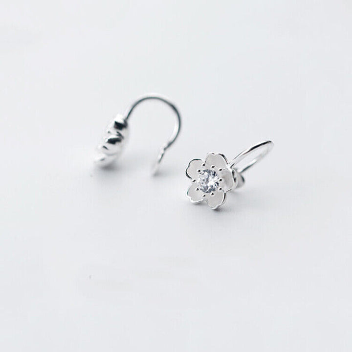 Blume Ohrklemme Silber 925 Zirkonia Damen Clip Ohrringe ohne Loch - Vipfashion797