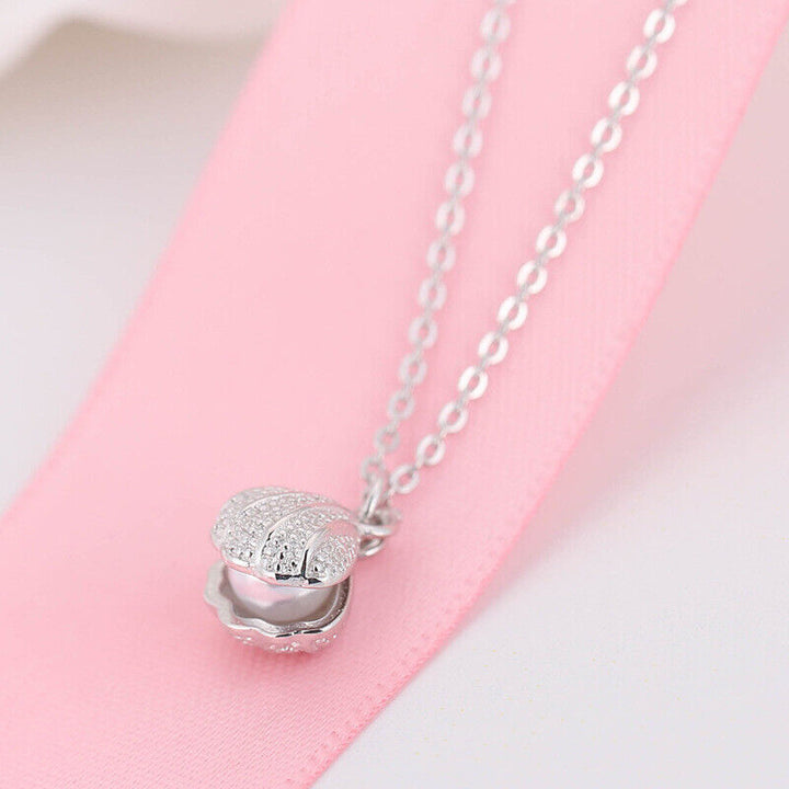 Kleine Ginkgo Halskette Sterlingsilber 925 Perle Damenkette - Vipfashion797
