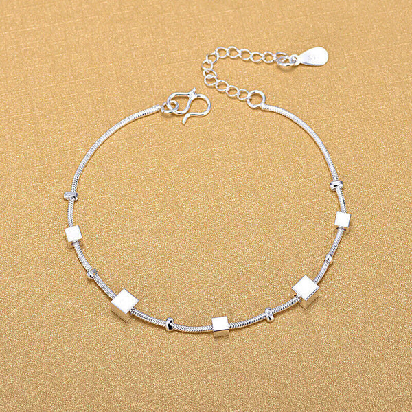 Quadrat Armkette Sterling Silber 925 Damen Fußkette