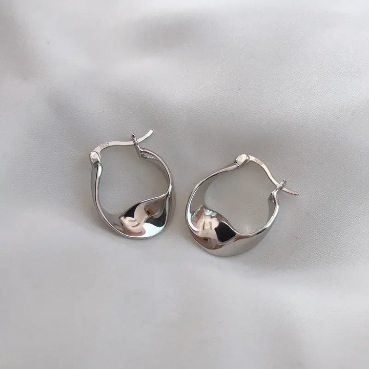 Klapp Creolen halb verdreht Sterling Silber 925 Ohrringe Damen Kreolen - Vipfashion797