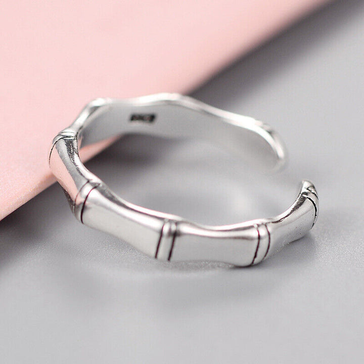 Ring Bambus Sterling Silber 925 Damen Schmuck verstellbar 52-55 - Vipfashion797