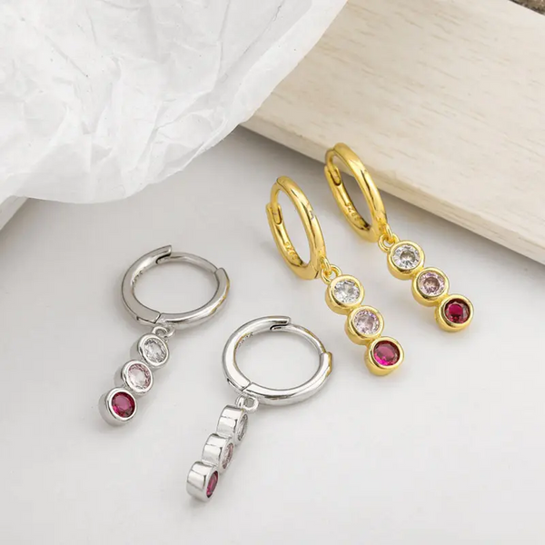 Creolen mit Anhänger Rund Zirkonia Sterling Silber 925 Damen Ohrringe