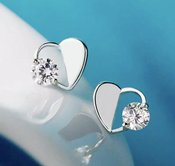 Herz Damen Ohrstecker Sterlingsilber Zirkonia Damen Mädchen Ohrringe