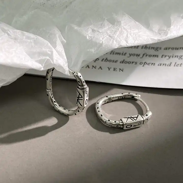 Damen Klapp Creolen Sterling Silber 925 Geschwärzt Kreolen Ohrringe