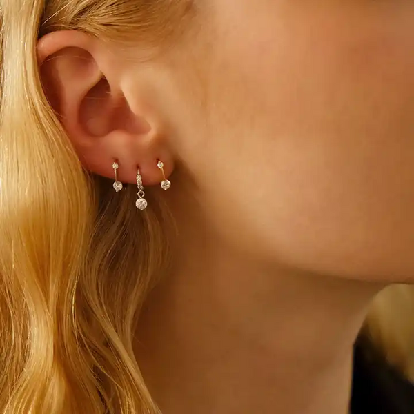 Mini Creolen Rund  echt Sterling Silber 925 Zirkonia Damen Ohrringe Kreolen