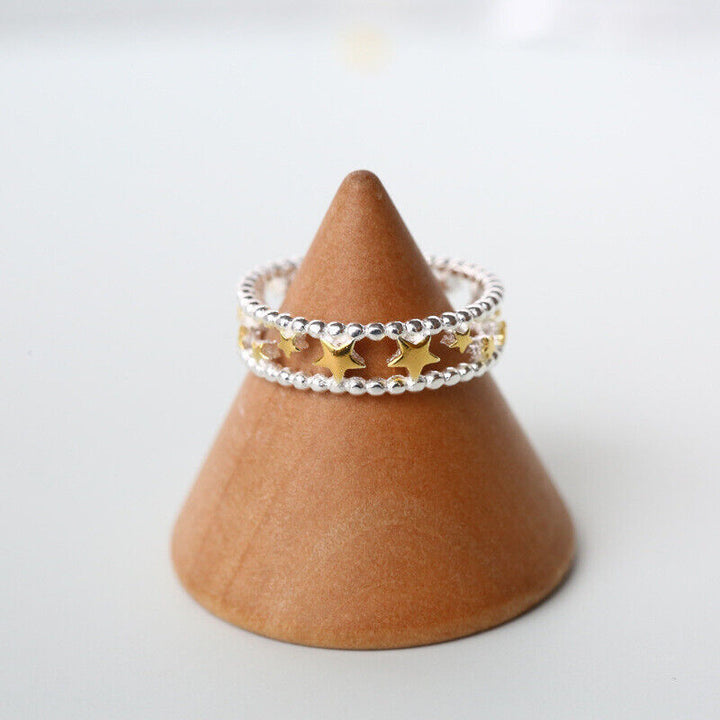 Damen Ring Sterne Sterlingsilber 925 offen Größenverstellbar 49-54 - Vipfashion797