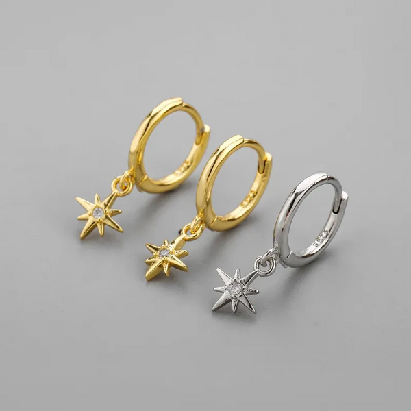 Kreole Stelringsilber 925 Schneeflocken Cubic-Zirkonia Ohrringe