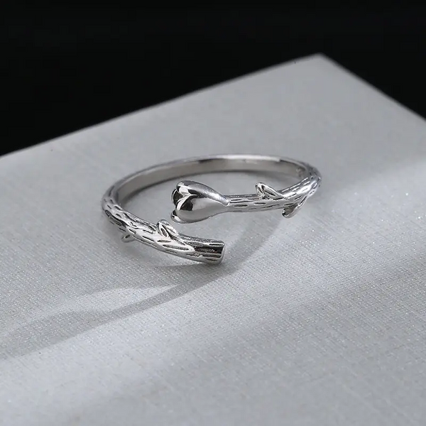 Schmaler Ring Rose Sterling Silber 925 hochwertige Qualität