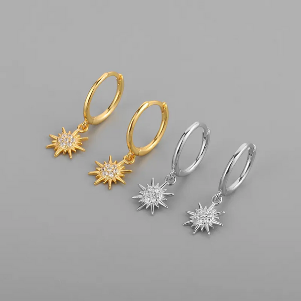 Blume Creole Sonnenblumen Silber 925 Damen Mädchen Ohrringe