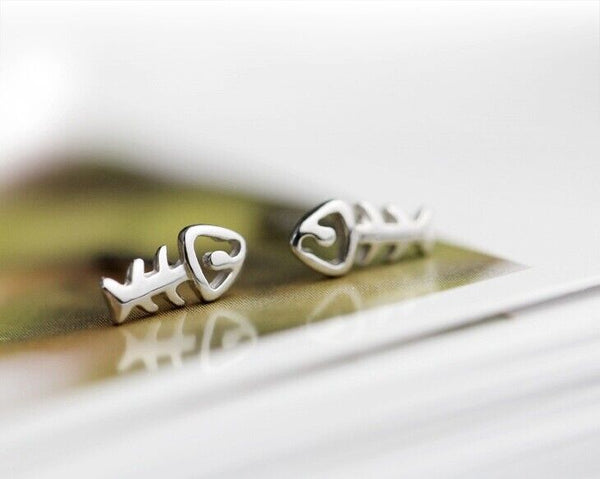Kleine Ohrstecker Gräten Sterling Silber 925 Damen Kinder Ohrringe