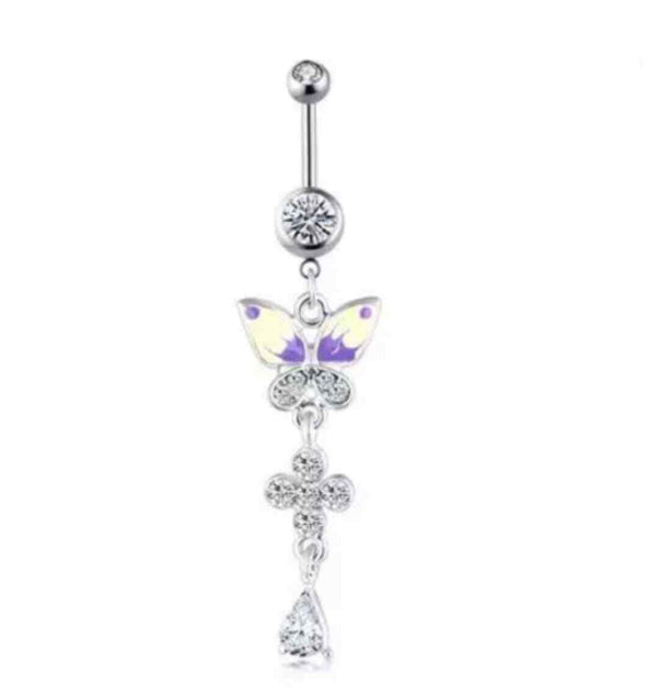 Bauchnabelpiercing Damen piercing Schmuck Schmetterling Kristall