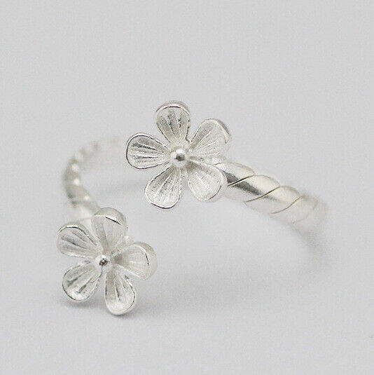 Damen Ring Blumen Sterling Silber 925 Größenverstellbar 49-53