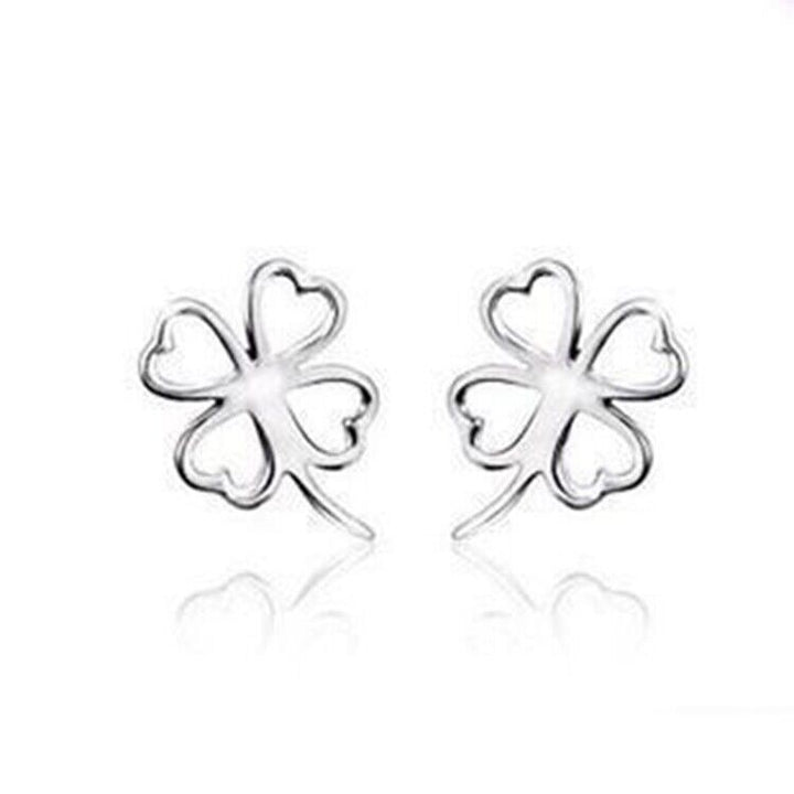 Ohrstecker Glücksblatt Blüte Silber 925 Damen Kinder Ohrringe - Vipfashion797