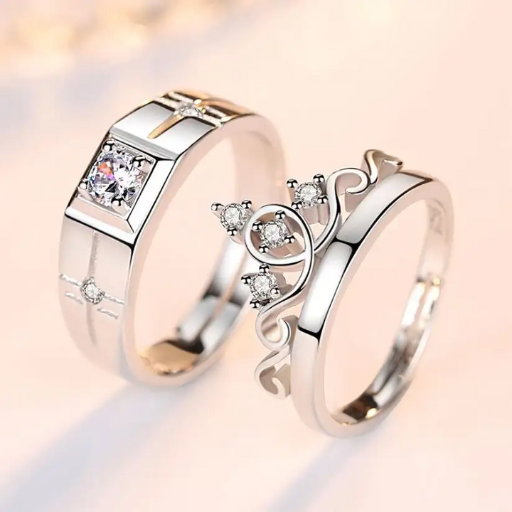 Partnerringe Krone der Königin Silber 925 Trauringe Freundschaftsringe - Vipfashion797