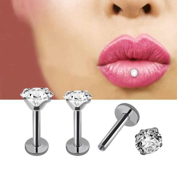 Mini Lippenpiercing  3 Set Herz&Stern&Rund Zirkonia Piercing Lippen Labret