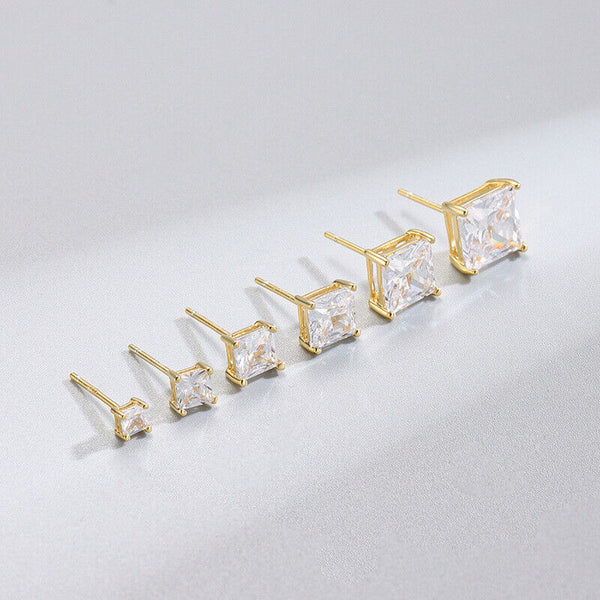 Ohrringe Quadrat Silber 925 Zirkonia  3mm-8mm Mädchen Ohrstecker