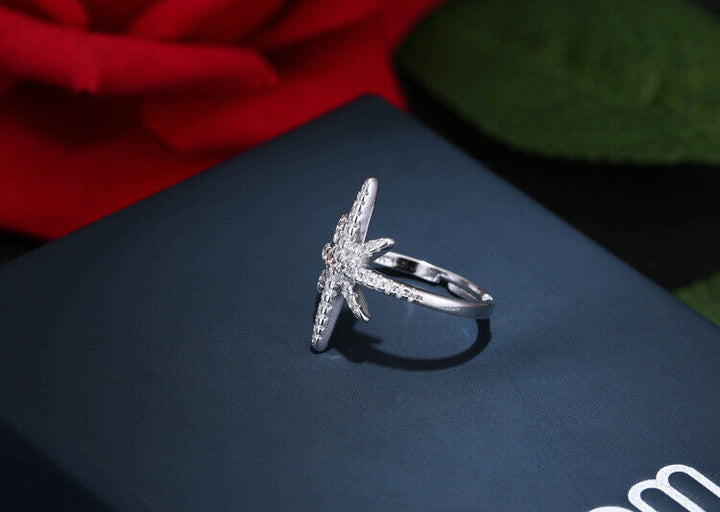 Stern Ring Sterlingsilber 925 mit Zirkonia offen 49-56 - Vipfashion797