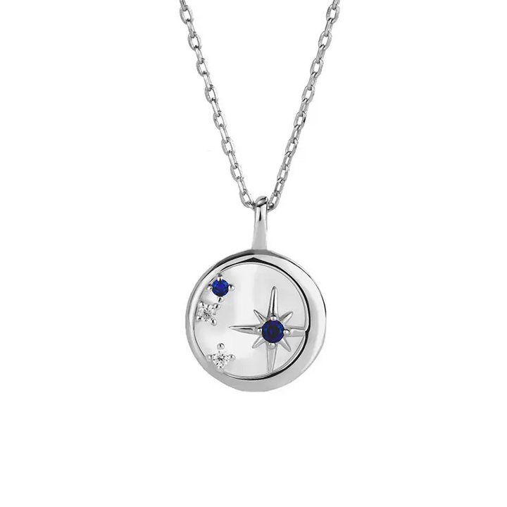 Damen Halskette Blauer Zirkon Stern Silber 925 Zirkonia Collier - Vipfashion797