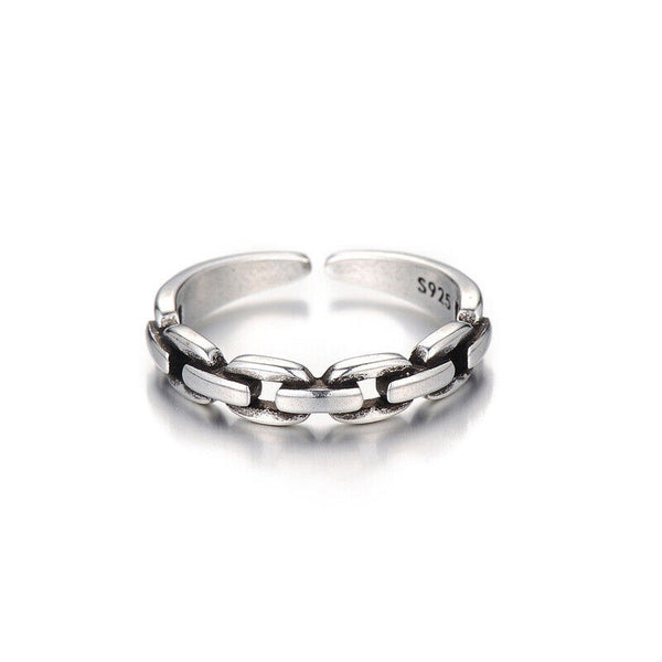 Ring Kette Sterling Silber 925 Geschwärzt Damen verstellbar 51-54 - Vipfashion797