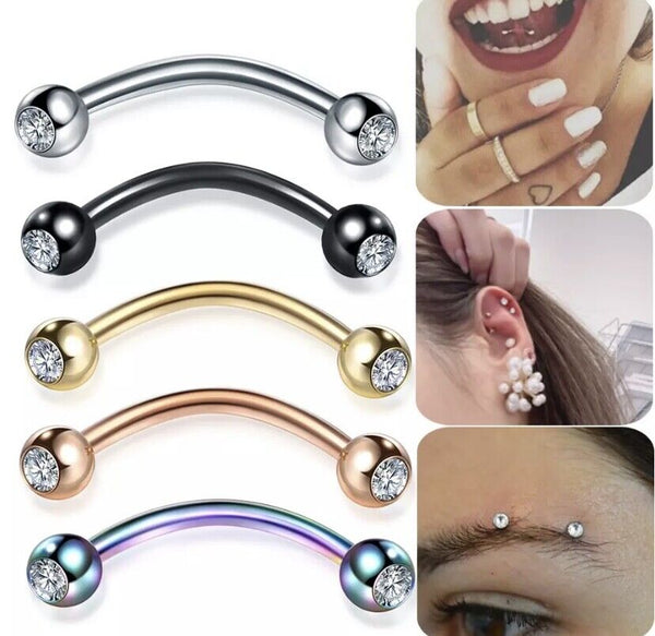 Augenpiercing Barbell Banane Intimpiercing mit - ohne Zirkonia
