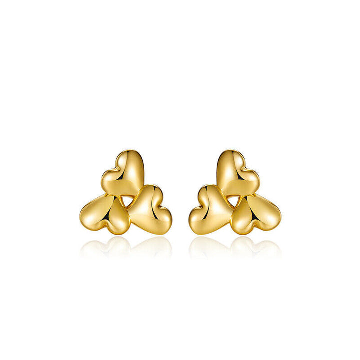 Mini Ohrstecker Herzen Sterling Silber 925 Goldfarben Damen Ohrringe - Vipfashion797