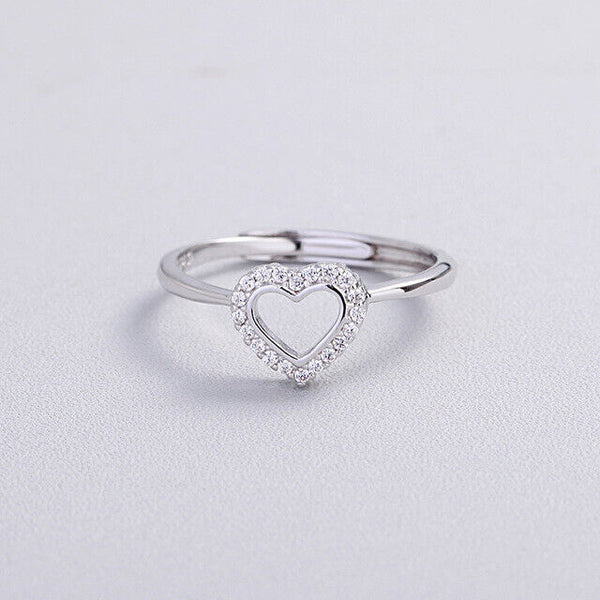 Damen Herz Ring mit Zirkonia Versilbert größen 57