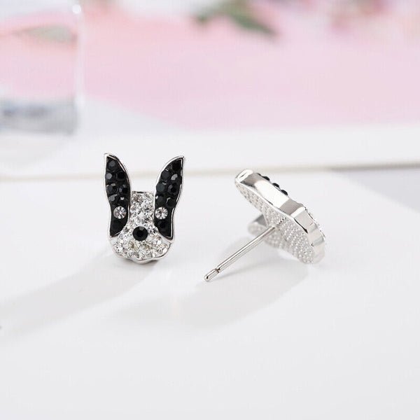 Ohrstecker Kinder Mädchen Damen suß hund mit Zirkonia Ohrringe Neu *