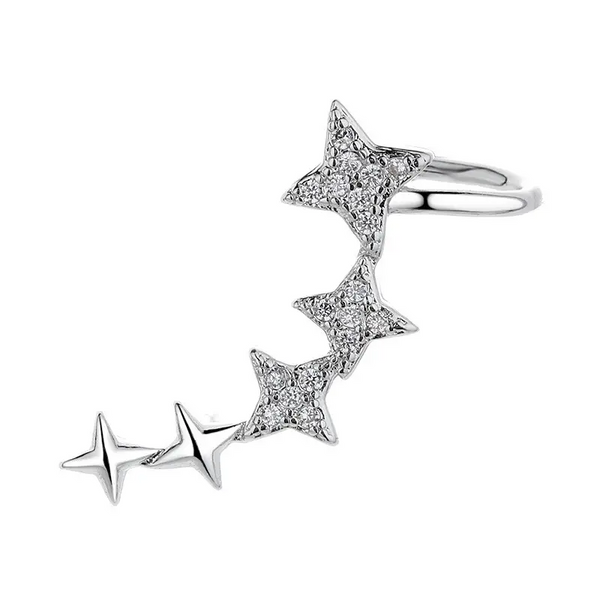 Ohrringe Clip Sterne Sterlingsilber 925 volle Ohren mit Zirkon Ohne Loch - Vipfashion797