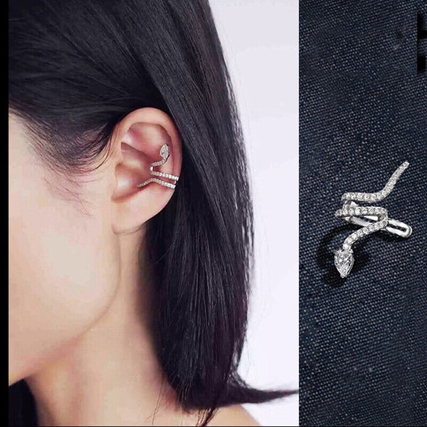 Ohrklemme 925 Silber Zirkonia Schlange Ohne Loch 1 Stück Ohrschmuck