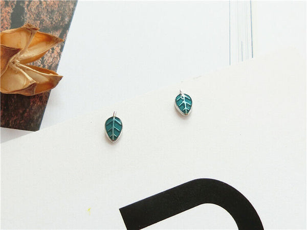 Mini Ohrstecker Blatt Sterling Silber 925 Damen Kinder Ohrringe