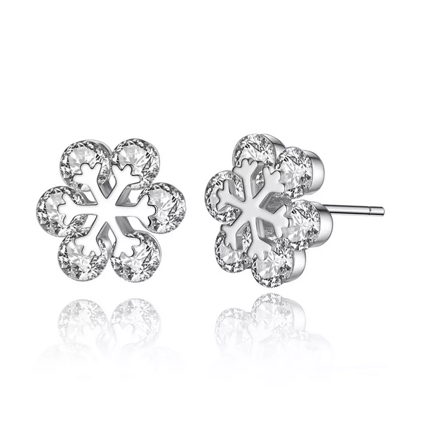 Schneeflocke Ohrstecker Sterlingsilber 925 Zirkonia Damen Ohrringe