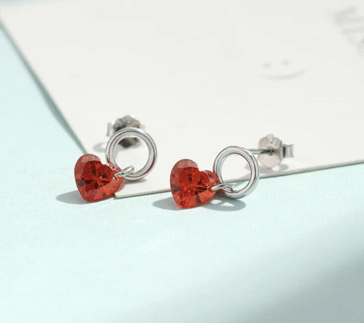 Ohrstecker Herz Sterling Silber 925 Zirkonia Mädchen Damen Ohrringe - Vipfashion797